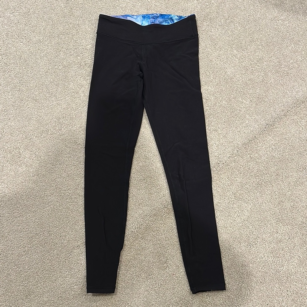 Black Leggings with Blue Waistband
